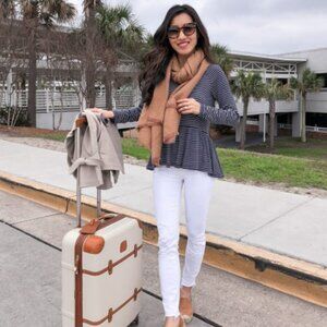 BP Navy Striped Peplum Top - XS